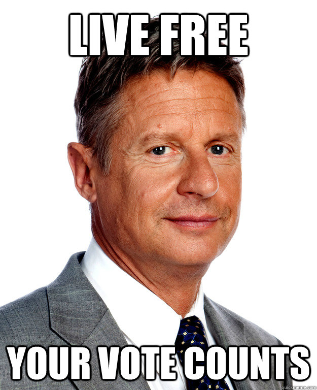 LIVE FREE YOUR VOTE COUNTS  Gary Johnson for president