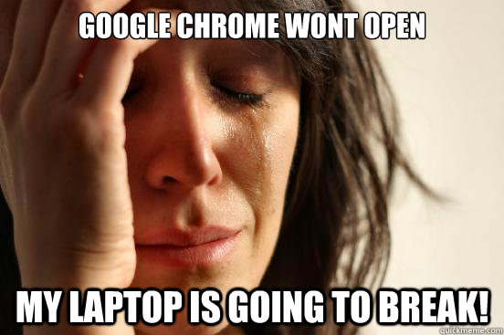 Google chrome wont open My laptop is going to break!  First World Problems