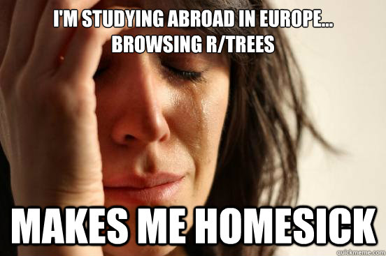 I'm studying abroad in Europe... Browsing r/trees makes me homesick  First World Problems
