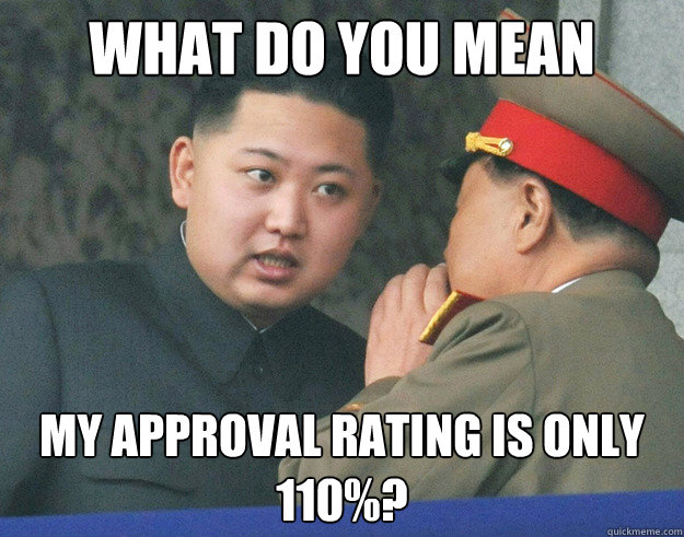 What do you mean My Approval Rating is only
110%?  Hungry Kim Jong Un