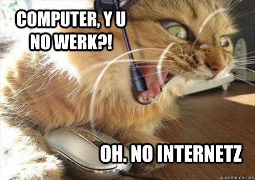 Computer, Y U NO WERK?! Oh. No internetz - Computer, Y U NO WERK?! Oh. No internetz  Insanity Cat