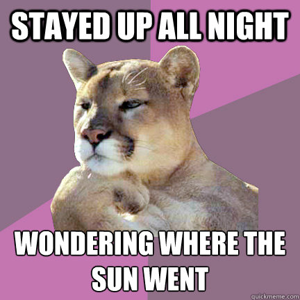 Stayed up all night Wondering where the sun went
 - Stayed up all night Wondering where the sun went
  Poetry Puma