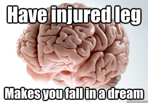 Have injured leg Makes you fall in a dream  Scumbag Brain