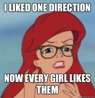 I liked one direction Now every girl likes them  Hipster Ariel