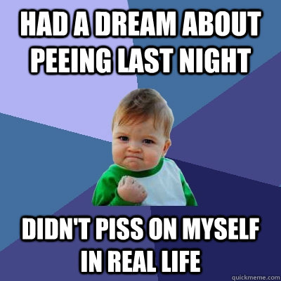 Had a dream about peeing last night didn't piss on myself in real life  Success Kid