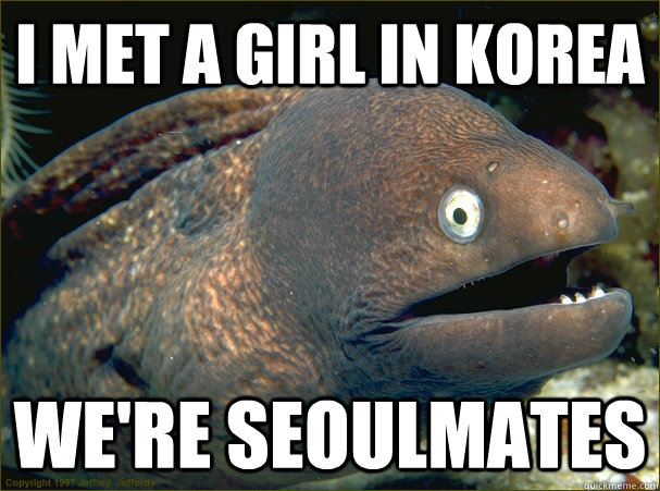 I met a girl in korea We're seoulmates  Bad Joke Eel