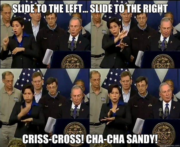 Slide to the left... slide to the right Criss-Cross! Cha-Cha Sandy! - Slide to the left... slide to the right Criss-Cross! Cha-Cha Sandy!  Bloomberg