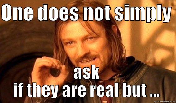 ONE DOES NOT SIMPLY  ASK IF THEY ARE REAL BUT ... One Does Not Simply
