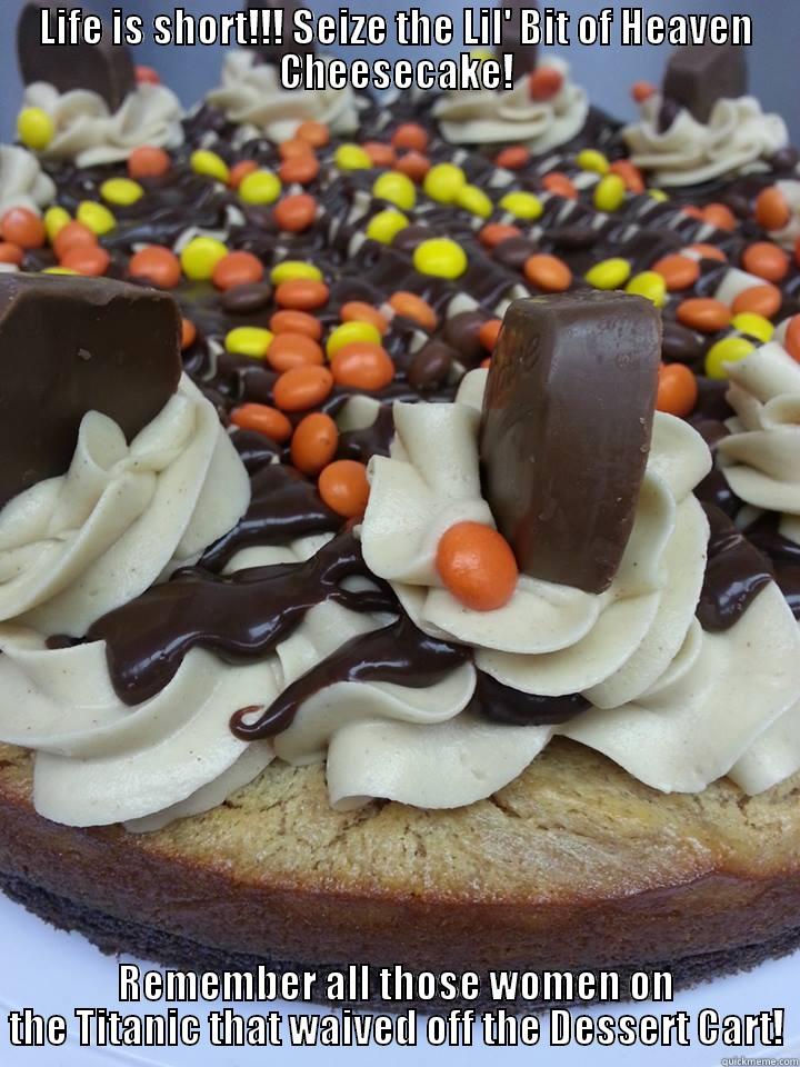 LIFE IS SHORT!!! SEIZE THE LIL' BIT OF HEAVEN CHEESECAKE! REMEMBER ALL THOSE WOMEN ON THE TITANIC THAT WAIVED OFF THE DESSERT CART! Misc