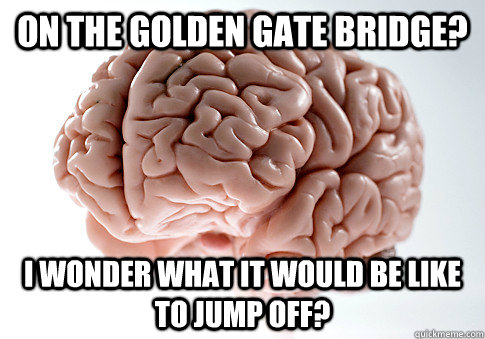 On the Golden Gate Bridge? I wonder what it would be like to jump off?  Scumbag Brain