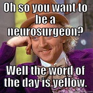 OH SO YOU WANT TO BE A NEUROSURGEON? WELL THE WORD OF THE DAY IS YELLOW. Condescending Wonka