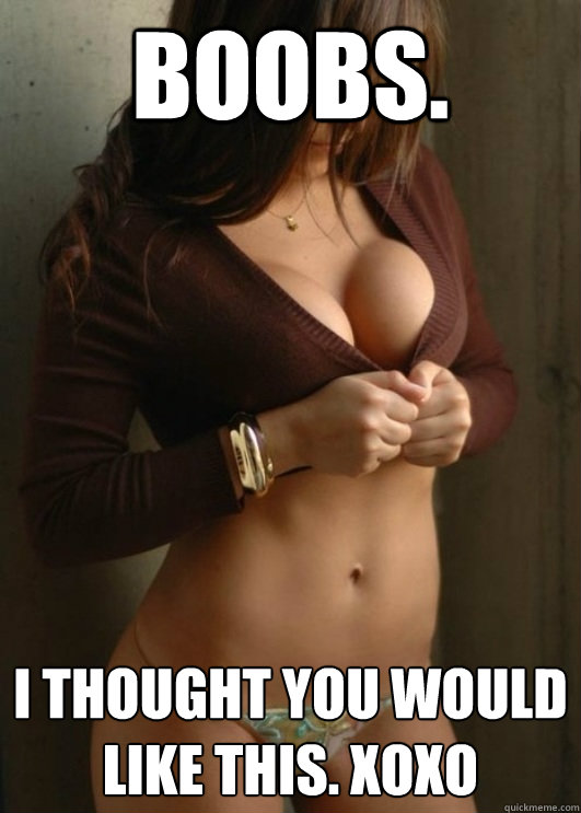 boobs. i thought you would like this. xoxo  Boobtastic Chick