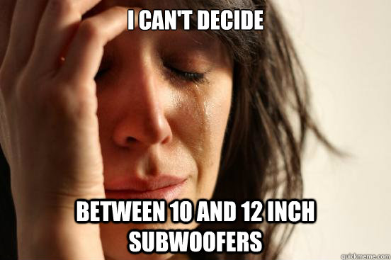 I can't decide between 10 and 12 inch subwoofers  First World Problems