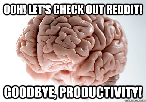 ooh! let's check out reddit! goodbye, productivity!  Scumbag Brain