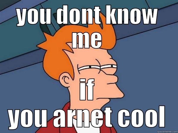 YOU DONT KNOW ME IF YOU ARNET COOL Futurama Fry