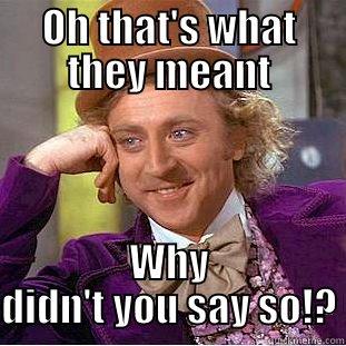 Brain Fart - OH THAT'S WHAT THEY MEANT WHY DIDN'T YOU SAY SO!? Condescending Wonka