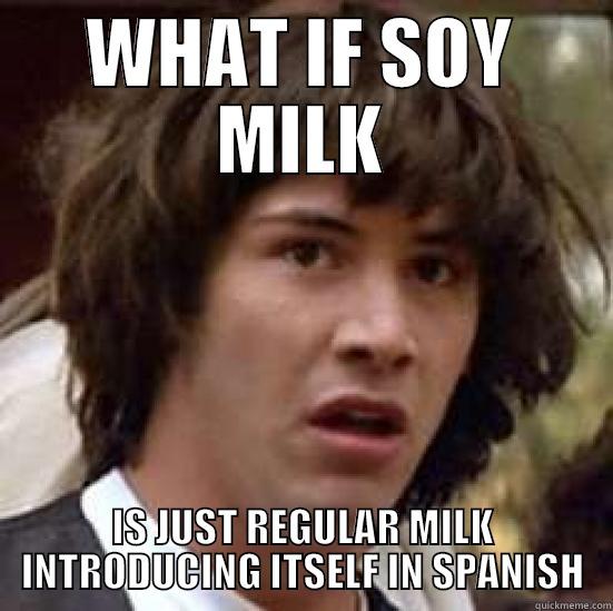 What if soy milk is just regular milk introducing itself in Spanish? - WHAT IF SOY MILK IS JUST REGULAR MILK INTRODUCING ITSELF IN SPANISH conspiracy keanu