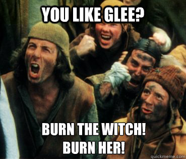 You like Glee? burn the witch!
burn her!  Monty Python