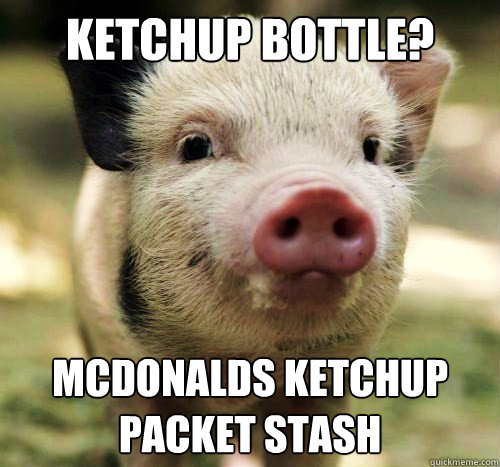 Ketchup bottle? MCDonalds ketchup packet stash - Ketchup bottle? MCDonalds ketchup packet stash  cheap pig