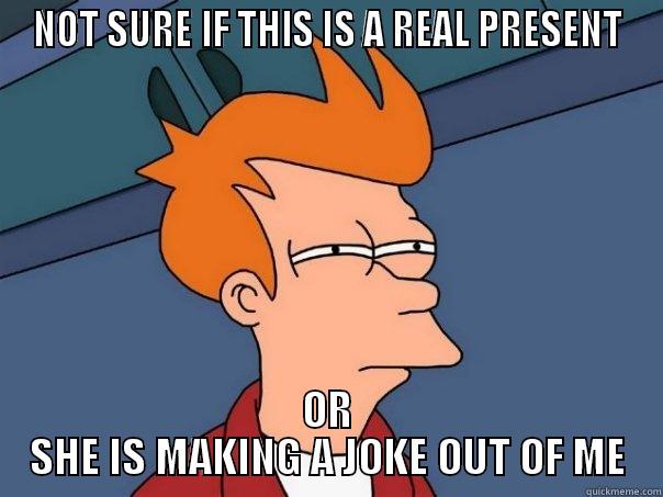 NOT SURE IF THIS IS A REAL PRESENT OR SHE IS MAKING A JOKE OUT OF ME Futurama Fry