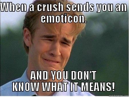 WHEN A CRUSH SENDS YOU AN EMOTICON. AND YOU DON'T KNOW WHAT IT MEANS! 1990s Problems
