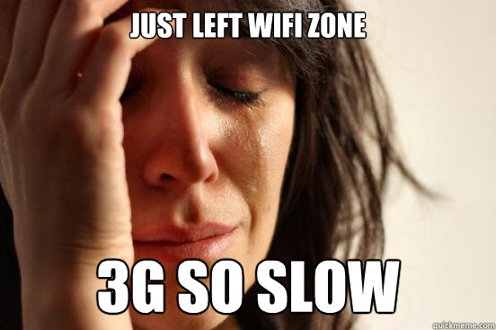 Just left wifi zone 3g so slow  First World Problems