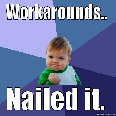 WORKAROUNDS.. NAILED IT. Success Kid