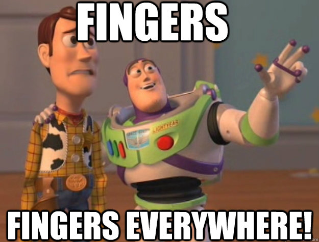 Fingers Fingers everywhere!  Buzz Lightyear