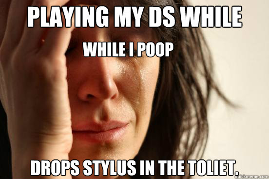Playing my DS while pooping.. Drops stylus in the toliet. while i poop  First World Problems