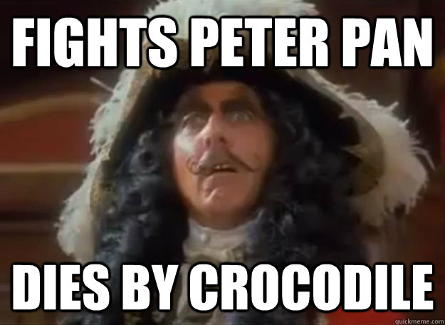 fights peter pan dies by crocodile   wtf Captain Hook