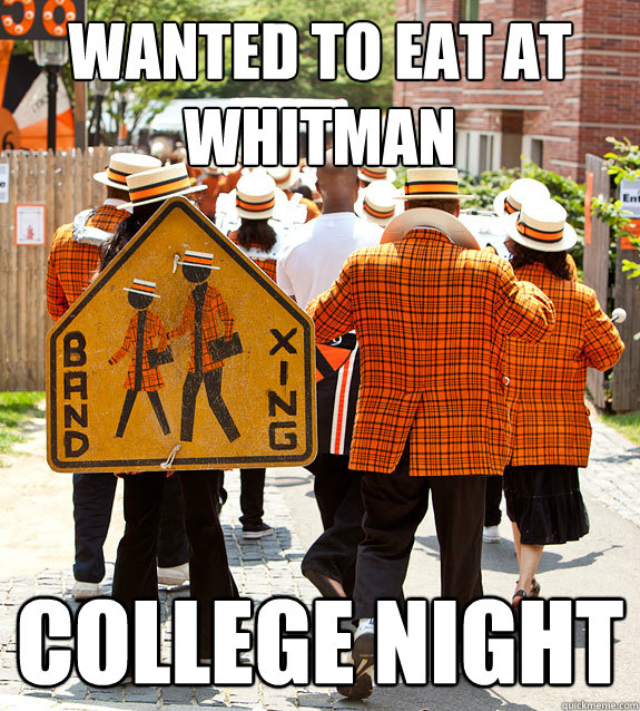 Wanted to eat at whitman College night  Princeton Problems