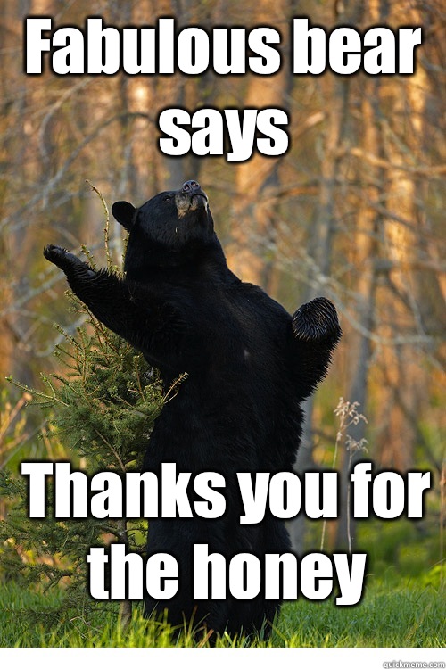 Fabulous bear says Thanks you for the honey  