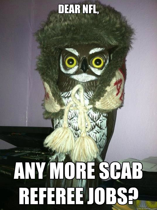 Dear NFL, Any More Scab Referee Jobs?  