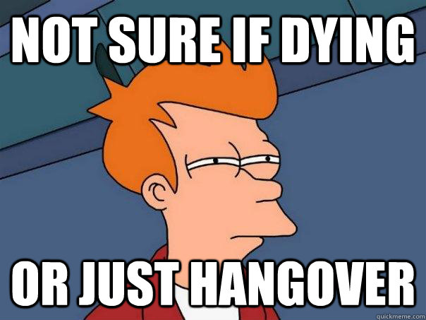 Not sure if dying Or just hangover  Futurama Fry