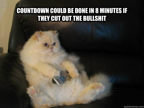 countdown could be done in 8 minutes if they cut out the bullshit  Disapproving TV Cat