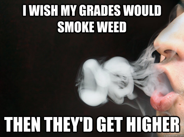 I wish my grades would smoke weed then they'd get higher  Higher Grades