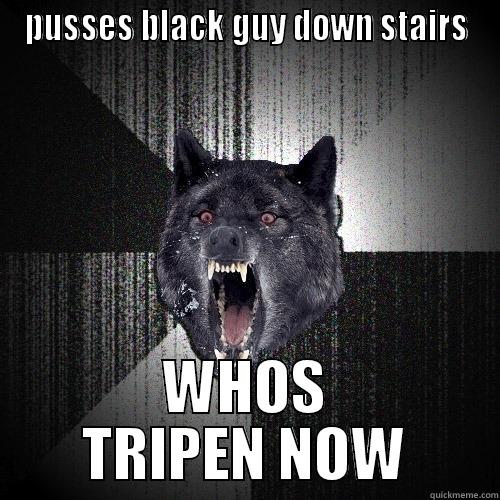 PUSSES BLACK GUY DOWN STAIRS WHOS TRIPEN NOW Insanity Wolf