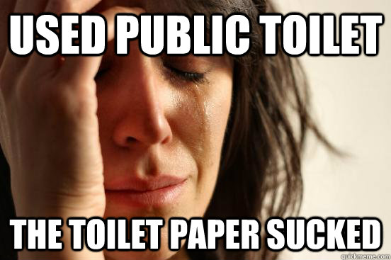 used public toilet the toilet paper sucked  First World Problems