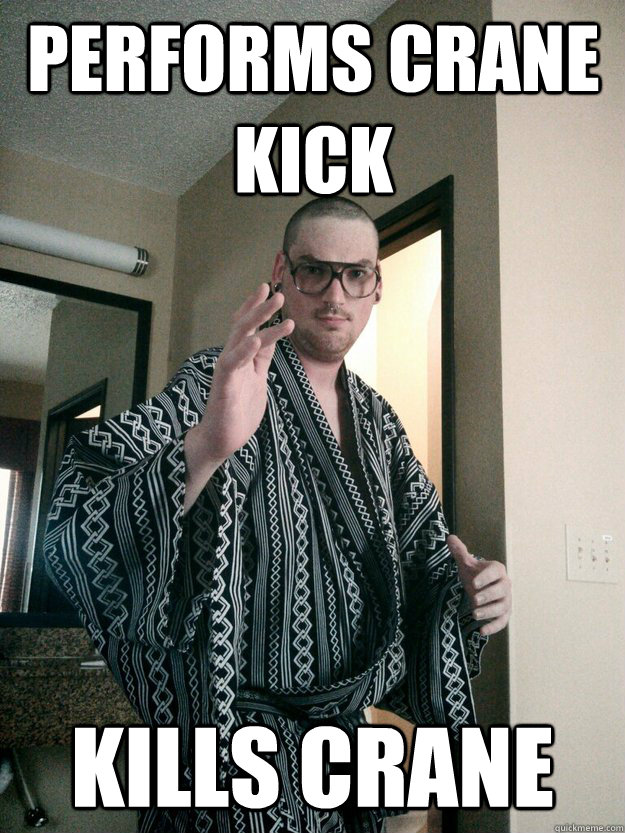 performs crane kick kills crane   Kung Fu Kenny