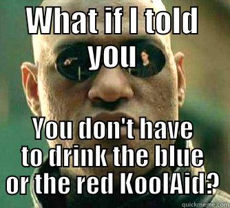 WHAT IF I TOLD YOU YOU DON'T HAVE TO DRINK THE BLUE OR THE RED KOOLAID? Matrix Morpheus