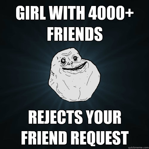 Girl with 4000+ friends rejects your friend request  Forever Alone