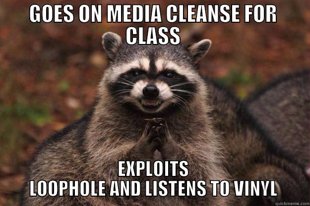 MEDIA CLEANSE - GOES ON MEDIA CLEANSE FOR CLASS EXPLOITS LOOPHOLE AND LISTENS TO VINYL Evil Plotting Raccoon
