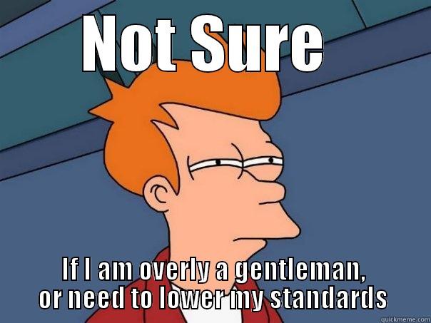 NOT SURE  IF I AM OVERLY A GENTLEMAN, OR NEED TO LOWER MY STANDARDS Futurama Fry