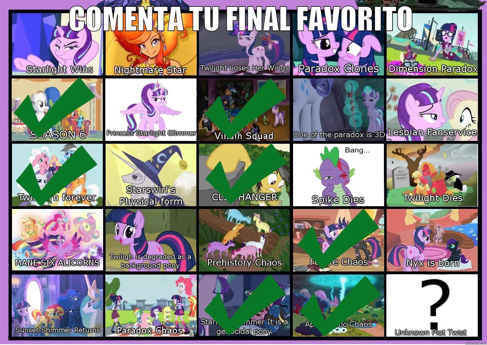 COMENTA TU FINAL FAVORITO  Misc