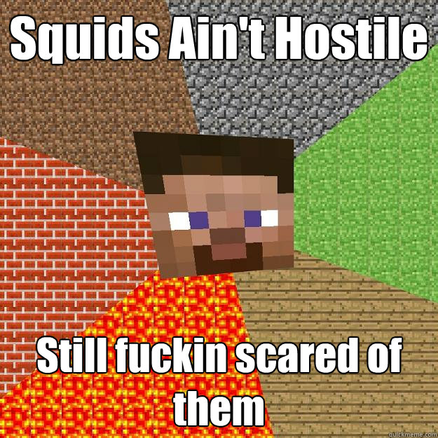 Squids Ain't Hostile Still fuckin scared of them  Minecraft