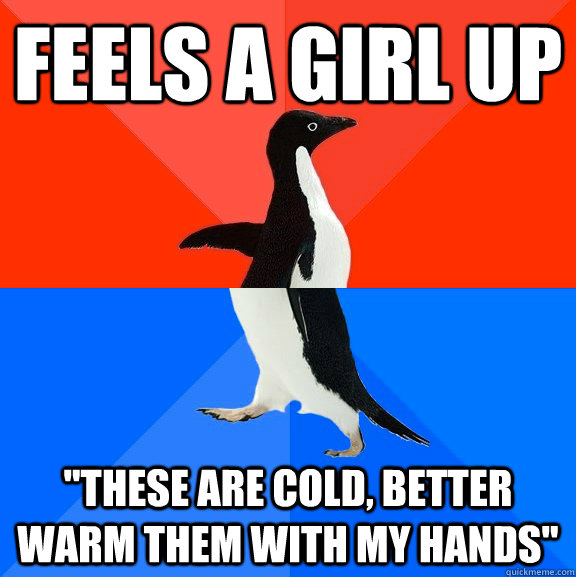 Feels a girl up 