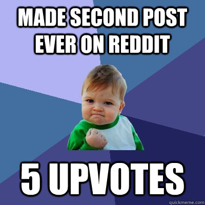 Made second post ever on reddit 5 upvotes  Success Kid