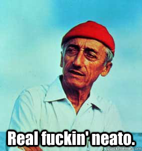  Real fuckin' neato. -  Real fuckin' neato.  Jacques Cousteau Listens Intently