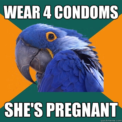 wear 4 condoms she's pregnant  Paranoid Parrot