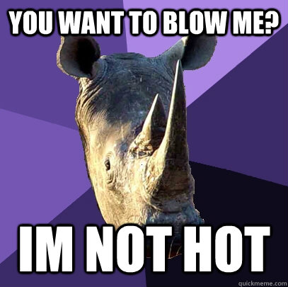 you want to blow me? Im not hot  Sexually Oblivious Rhino